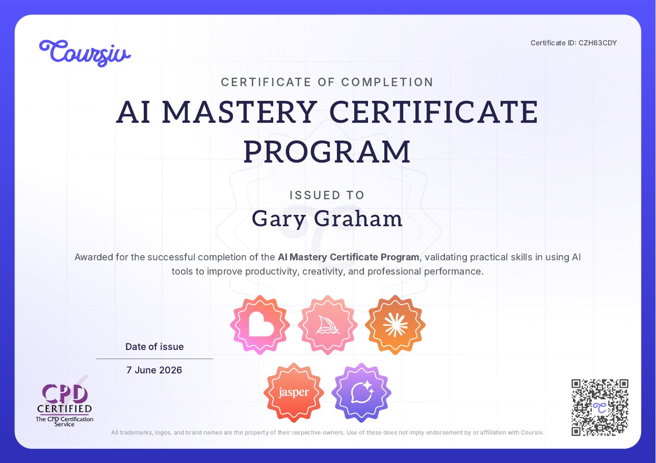 Coursiv AI Mastery Certificate Program, Gary Graham, 7 June 2026